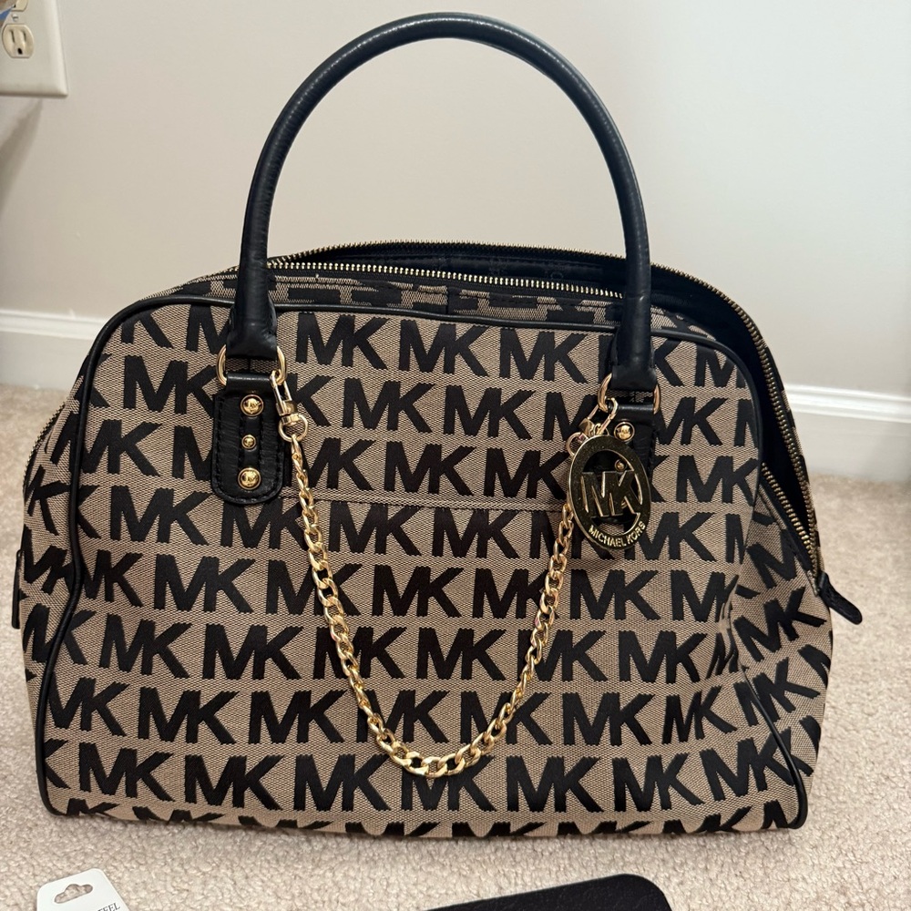 Michael Kors Veronica Monogram Canvas & Leather Dome Satchel